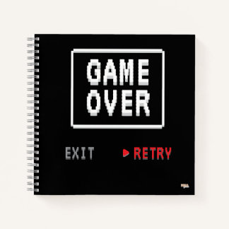 Cuaderno Game Over Retry Insert Coin Notebook