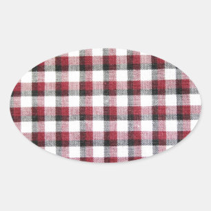 Cuadrille Red White and Black Style Oval Sticker