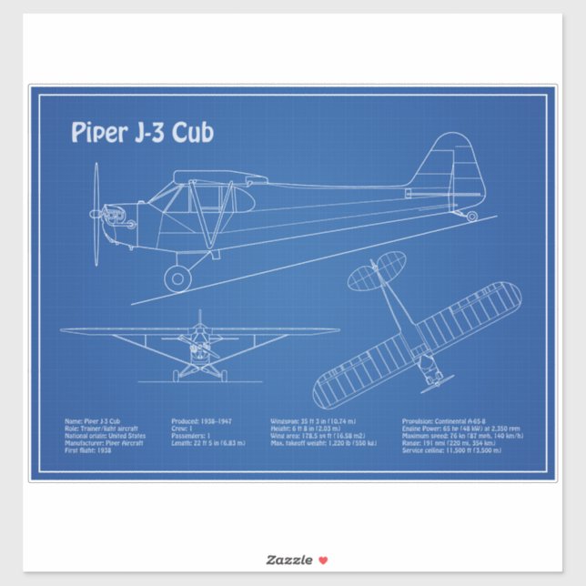 Cub Aeroplane - Aeroplane Blueprint Plans AD (Sheet)