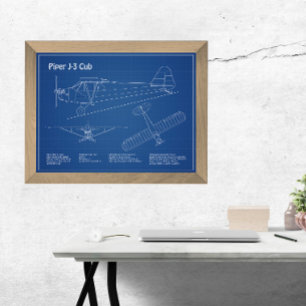Cub Aeroplane - Aeroplane Blueprint Plans AD Photo Print