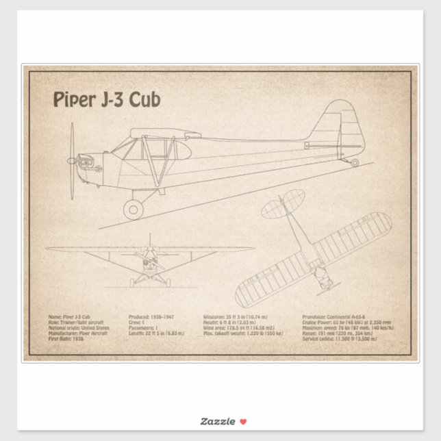 Cub Aeroplane - Aeroplane Blueprint Plans SD (Sheet)