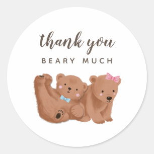 Cub Bear Gender Reveal Party  Classic Round Sticker