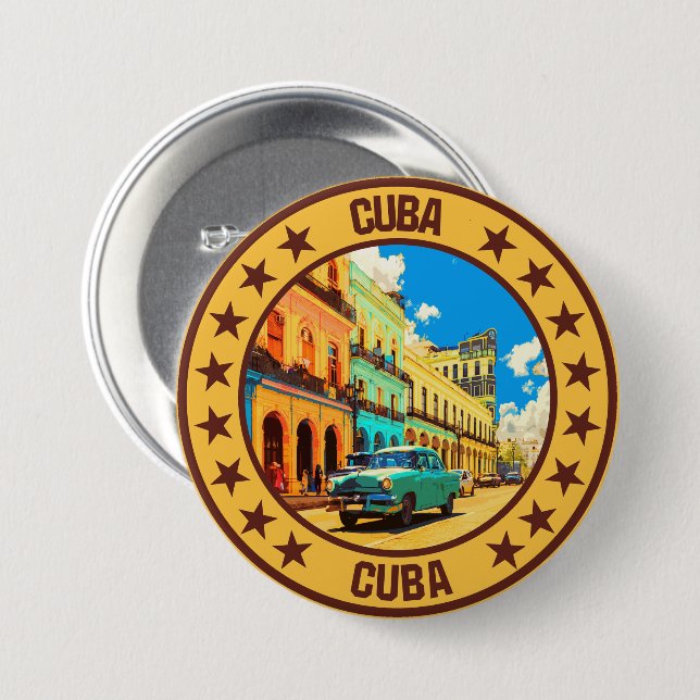 Cuba                                               7.5 cm round badge (Front & Back)