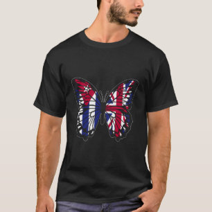 Cuba And Britain Mix Butterfly Half Cuban Half Bri T-Shirt