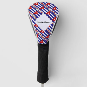 Cuba and Cuban Flag Dark Blue Tiled Personalised  Golf Head Cover