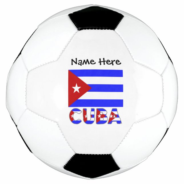 Cuba and Cuban Flag Light Blue with Your Name Socc Soccer Ball (Front)
