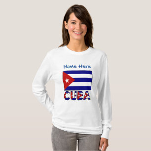Cuba and Dark Blue Cuban Flag Blue Personalisation T-Shirt