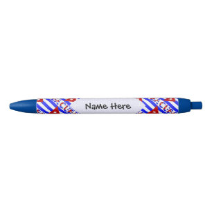 Cuba and Light Blue Cuban Flag Tiled with You Name Black Ink Pen