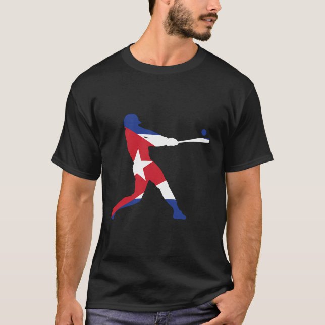 Cuba Baseball Cuban Flag T-Shirt (Front)