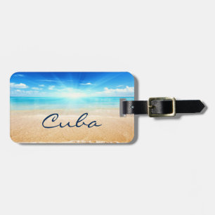 Cuba beach sunrise luggage tag