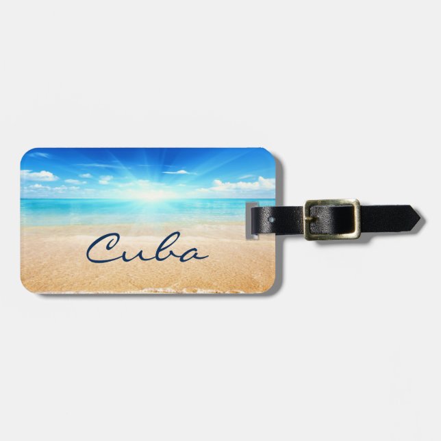 Cuba beach sunrise luggage tag (Front Horizontal)