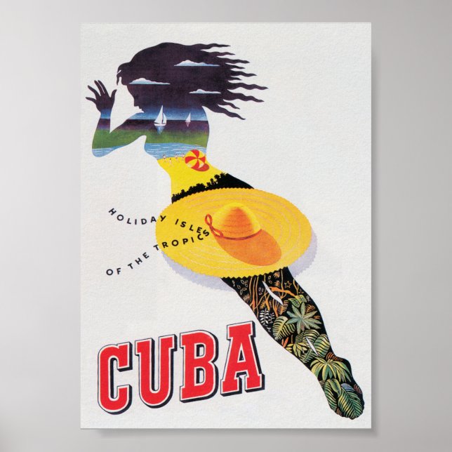 Cuba Beach Vintage Travel Poster (Front)