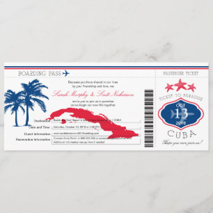 Cuba Boarding Pass Wedding Invitation