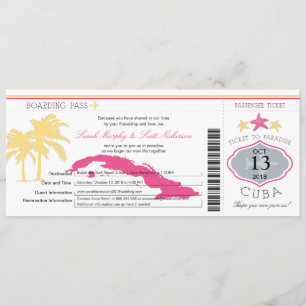 Cuba Boarding Pass Wedding Invitation