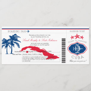 Cuba Boarding Pass Wedding Invitation