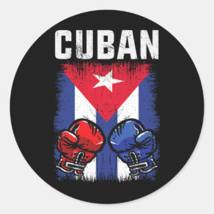 Cuba Boxing Shirt With Gloves And Cuban Flag Cuban Classic Round Sticker