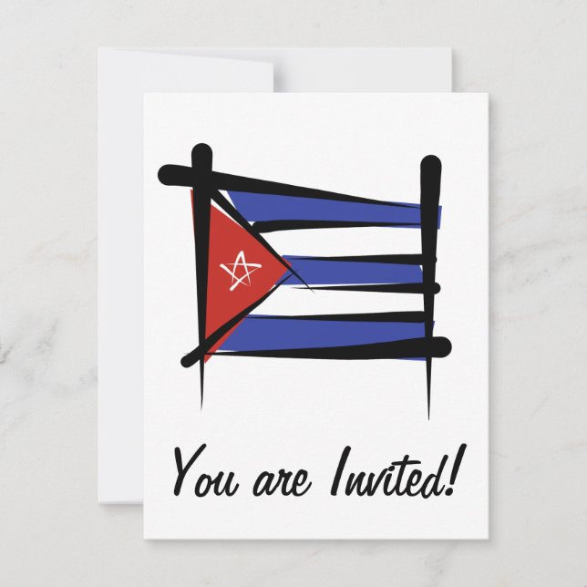 Cuba Brush Flag Invitation (Front)
