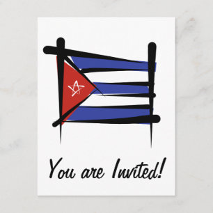 Cuba Brush Flag Invitation