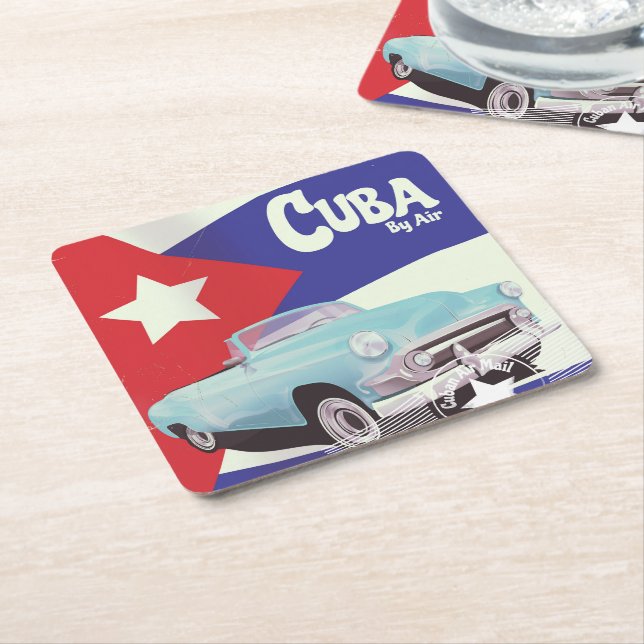 Cuba by Air Square Paper Coaster (Angled)