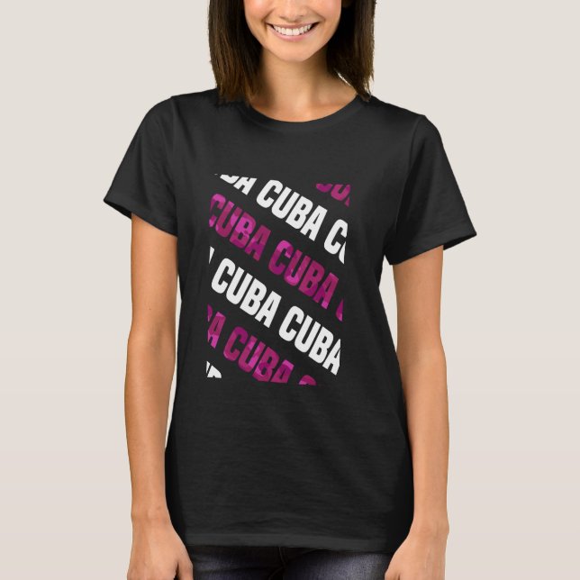 Cuba Camo Pattern Pink Camouflage T-Shirt (Front)