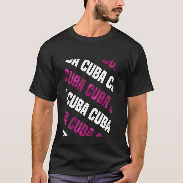 Cuba Camo Pattern Pink Camouflage T-Shirt (Front)