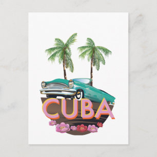Cuba Classic Car logo Postcard