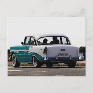 Cuba Classic Cars Two-Tone Turquoise Postcard
