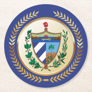 Cuba Coat of Arms Round Paper Coaster