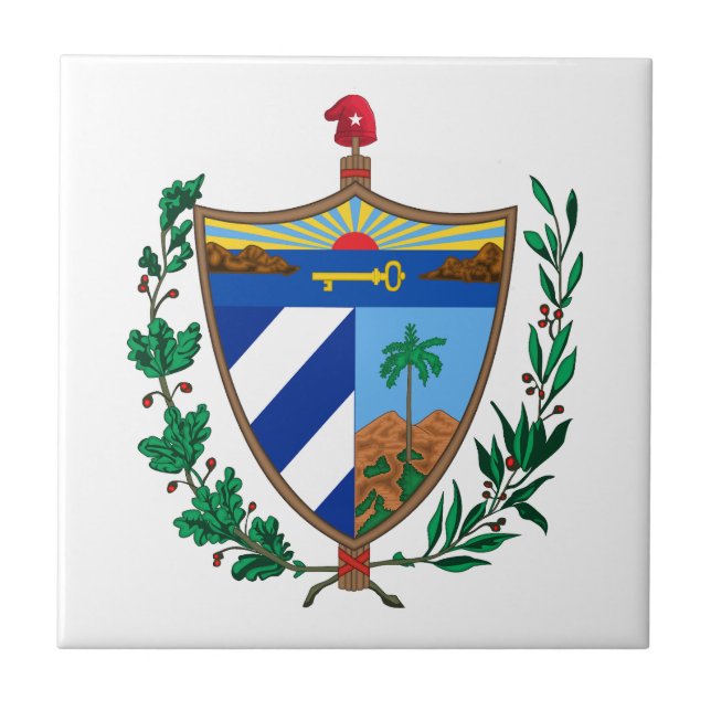 Cuba country coat arms symbol emblem flag ceramic tile (Front)