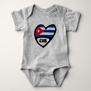 Cuba Country Code Flag Heart, CUB Baby Bodysuit