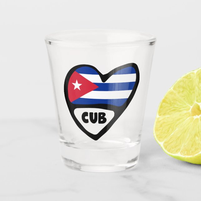 Cuba Country Code Flag Heart, CUB Shot Glass (Front)