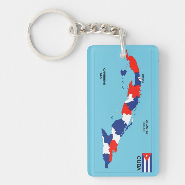 Cuba country political map flag key ring (Front)