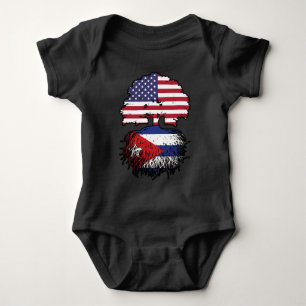 Cuba Cuban American USA Tree Roots Flag Baby Bodysuit