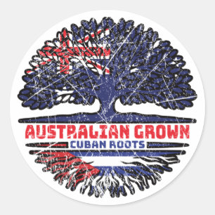 Cuba Cuban Australian Australia Tree Roots Flag Classic Round Sticker