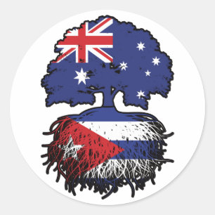 Cuba Cuban Australian Australia Tree Roots Flag Classic Round Sticker