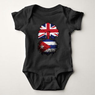 Cuba Cuban British UK Tree Roots Flag Baby Bodysuit