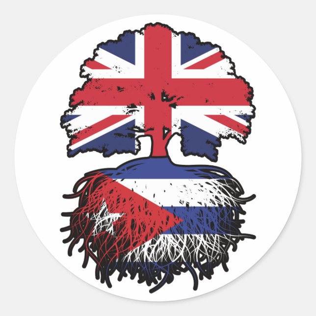 Cuba Cuban British UK Tree Roots Flag Classic Round Sticker (Front)