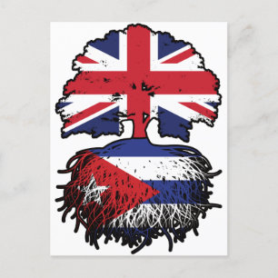 Cuba Cuban British UK Tree Roots Flag Postcard