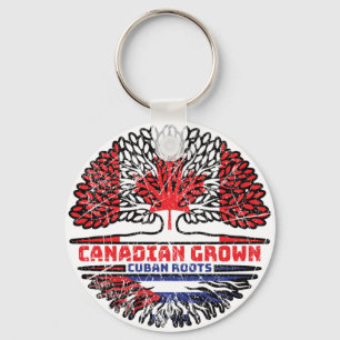 Cuba Cuban Canadian Canada Tree Roots Flag Key Ring