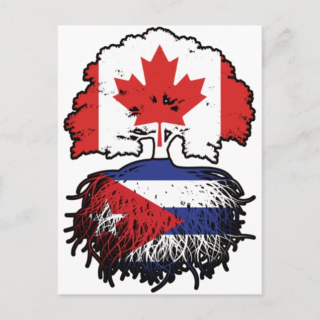 Cuba Cuban Canadian Canada Tree Roots Flag Postcard (Front)