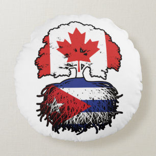 Cuba Cuban Canadian Canada Tree Roots Flag Round Cushion