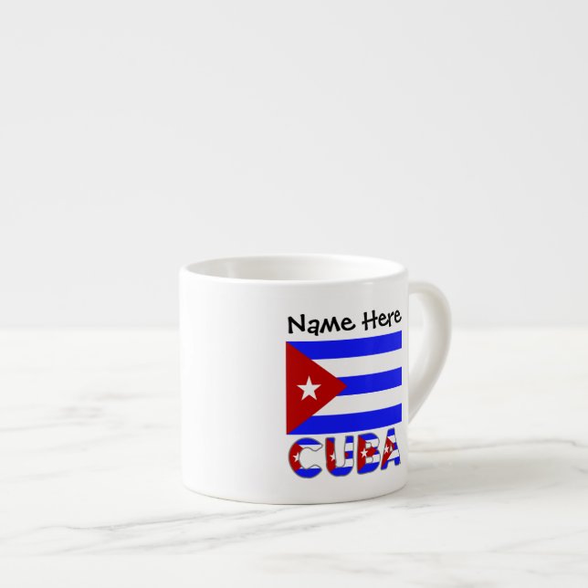 Cuba Cuban Flag Light Blue Personalised Espresso Cup (Front Right)