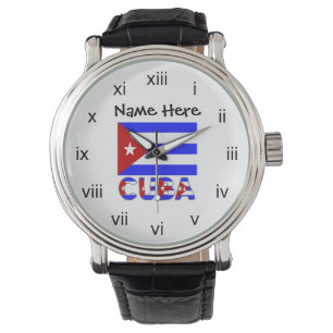 Cuba Cuban Flag Light Blue Personalised Watch