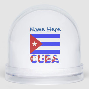 Cuba Cuban Flag Light Stripes Blue Personalised  Snowglobe