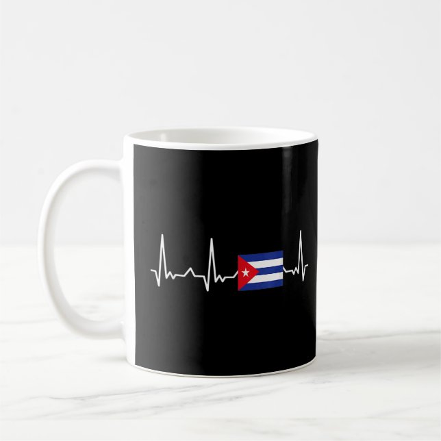 Cuba Cuban Flag Spaniard Cuban Heartbeat Ekg  Coffee Mug (Left)