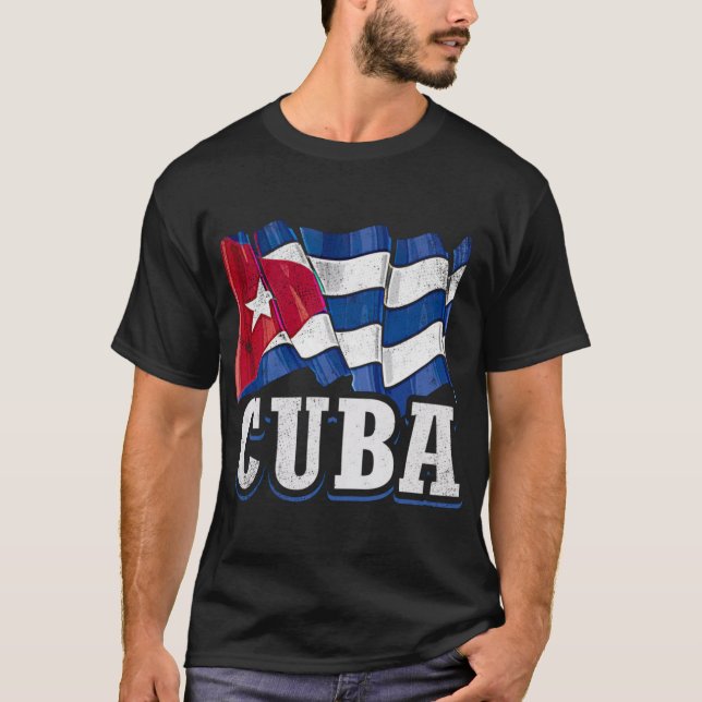 Cuba Cuban Flag T-Shirt (Front)
