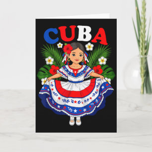 Cuba Cuban Girl Traditional Dress Trocal Flowers Card