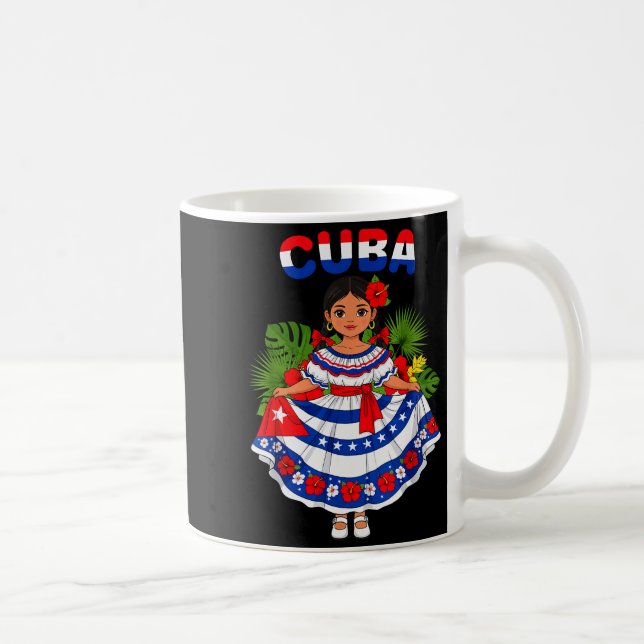 Cuba Cuban Girl Traditional Dress Trocal Flowers  Coffee Mug (Right)