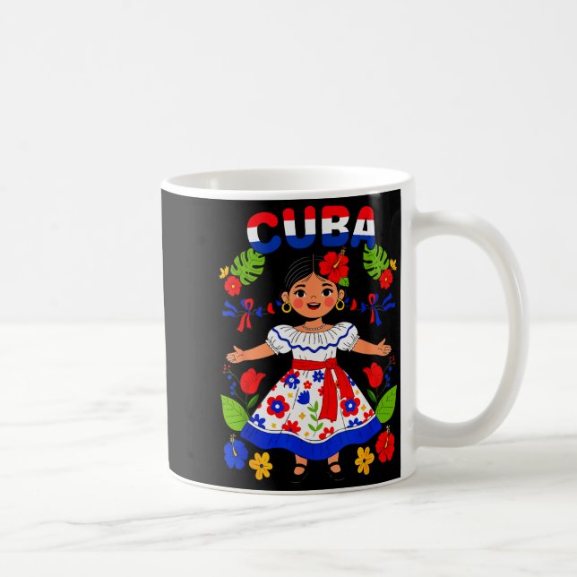 Cuba Cuban Girl Traditional Dress Trocal Flowers  Coffee Mug (Right)