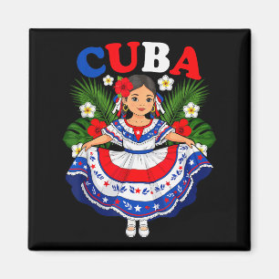 Cuba Cuban Girl Traditional Dress Trocal Flowers  Magnet